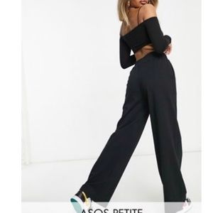 ASOS Design Petite low rise straight leg sweatpants with pintuck in black